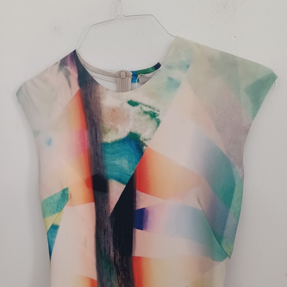 NWT Zara Watercolor Neoprene Mheath Scuba Bodycon Dress sz S - Picture 8 of 16